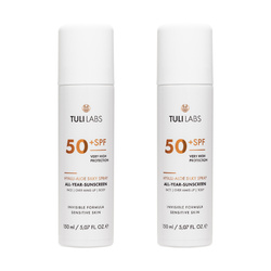 ZESTAW TULI LABS mgiełka ochronna SPF50 UV do twarzy, ciała i makijażu – 2x150ml XXL